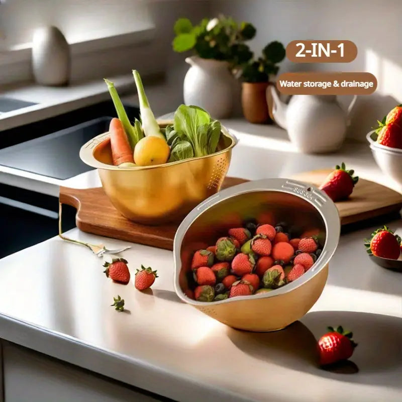 Multipurpose Washing Basin (Food-Safe Rice & Vegetable Washing Basin with Efficient Drain Basket)