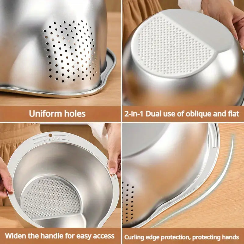Multipurpose Washing Basin (Food-Safe Rice & Vegetable Washing Basin with Efficient Drain Basket)