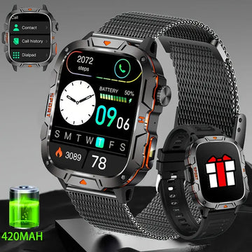 DAORKOW QX11 Smart Watch for Men – 1.96" Display, Bluetooth Calling, IP68 Waterproof, Fitness Tracker, AI Voice Assistant, 100+ Sports Modes