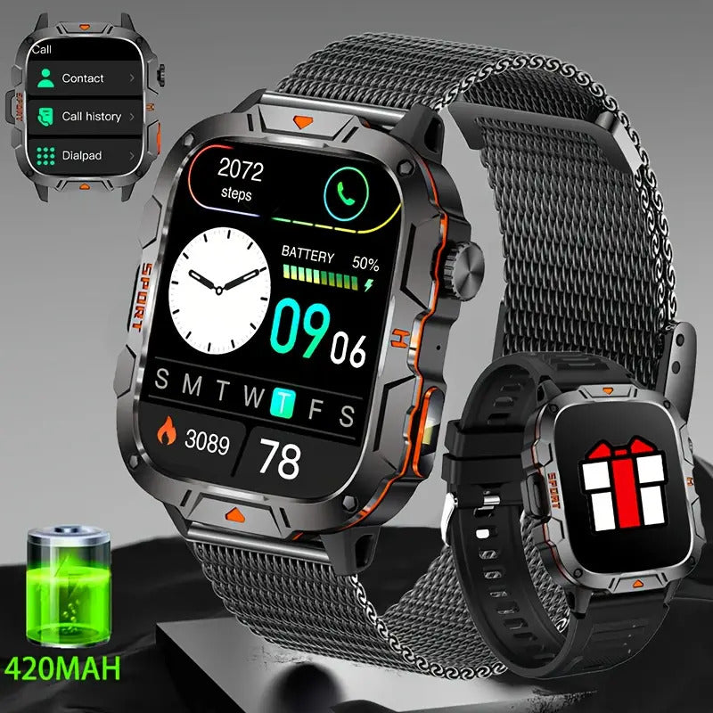 DAORKOW QX11 Smart Watch for Men – 1.96" Display, Bluetooth Calling, IP68 Waterproof, Fitness Tracker, AI Voice Assistant, 100+ Sports Modes