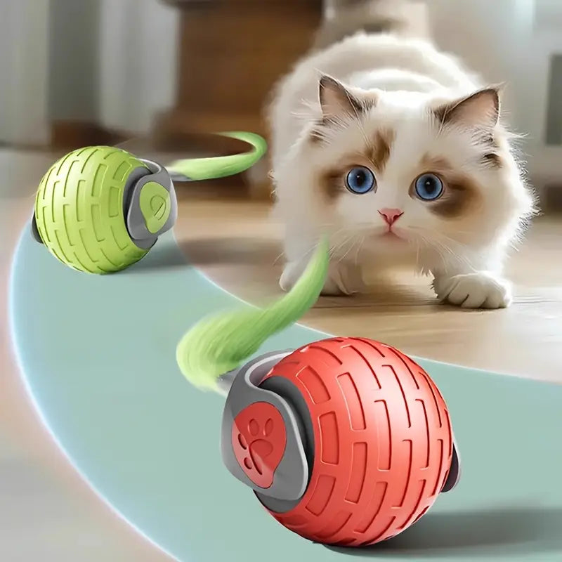 Interactive Self-Rolling Pet Toy Ball – USB Rechargeable Smart Ball for Cats & Dogs