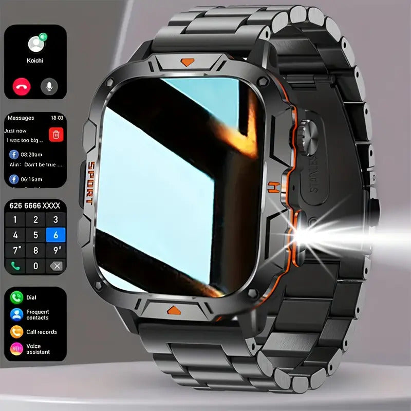 DAORKOW QX11 Smart Watch for Men – 1.96" Display, Bluetooth Calling, IP68 Waterproof, Fitness Tracker, AI Voice Assistant, 100+ Sports Modes