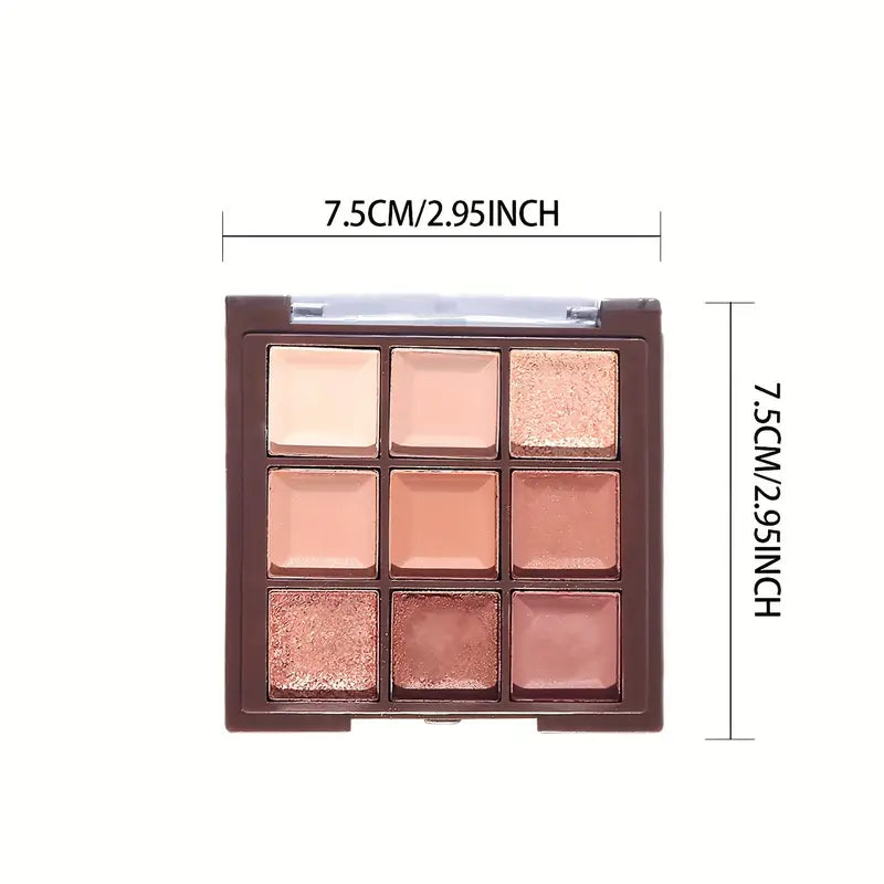 K'APEINE 9-Color Chocolate Eyeshadow Palette – Matte, Shimmer & Glitter Shades | Earthy Brown Tones