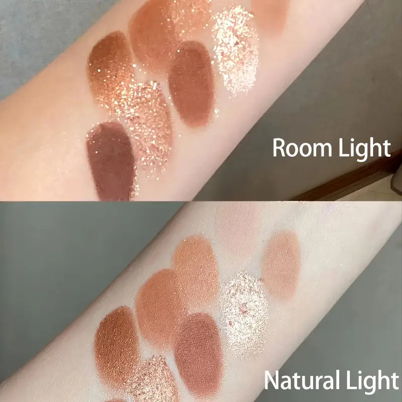 K'APEINE 9-Color Chocolate Eyeshadow Palette – Matte, Shimmer & Glitter Shades | Earthy Brown Tones