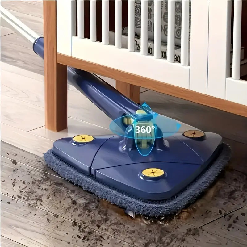360° Rotating Triangle Mop – Long Handle, Hands-Free Squeeze, Wet & Dry Dual Use