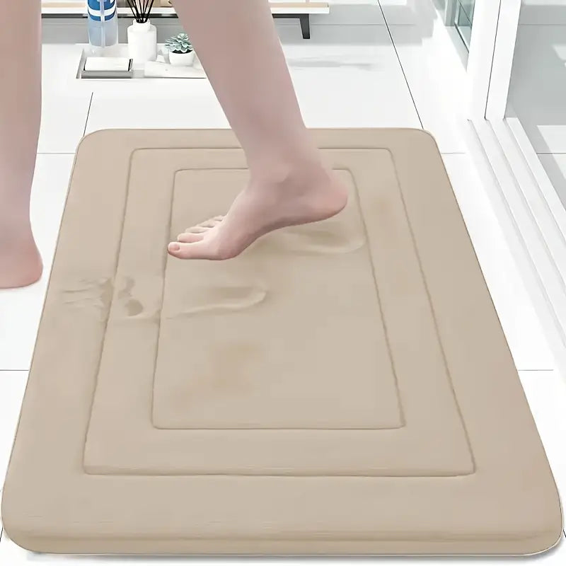 Soft Memory Foam Bath Mat – Non-Slip, Super Absorbent, Machine Washable Bathroom Rug – 400GSM, 1.2cm Thick, Coral Fleece, Oblong, Braided Design – UAE Home Essentials