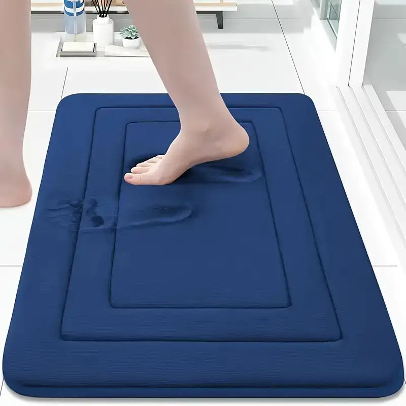 Soft Memory Foam Bath Mat – Non-Slip, Super Absorbent, Machine Washable Bathroom Rug – 400GSM, 1.2cm Thick, Coral Fleece, Oblong, Braided Design – UAE Home Essentials
