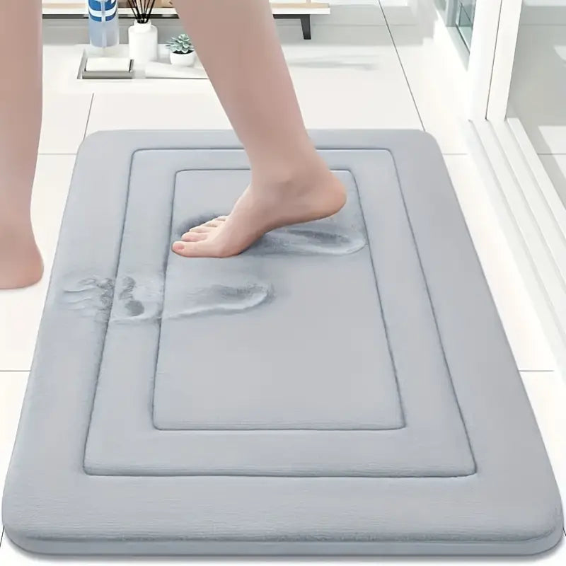 Soft Memory Foam Bath Mat – Non-Slip, Super Absorbent, Machine Washable Bathroom Rug – 400GSM, 1.2cm Thick, Coral Fleece, Oblong, Braided Design – UAE Home Essentials