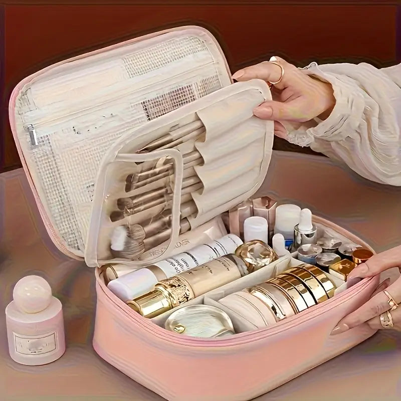 Multi-Layer Travel Makeup Bag – Large-Capacity Detachable Cosmetic Organizer, Unisex