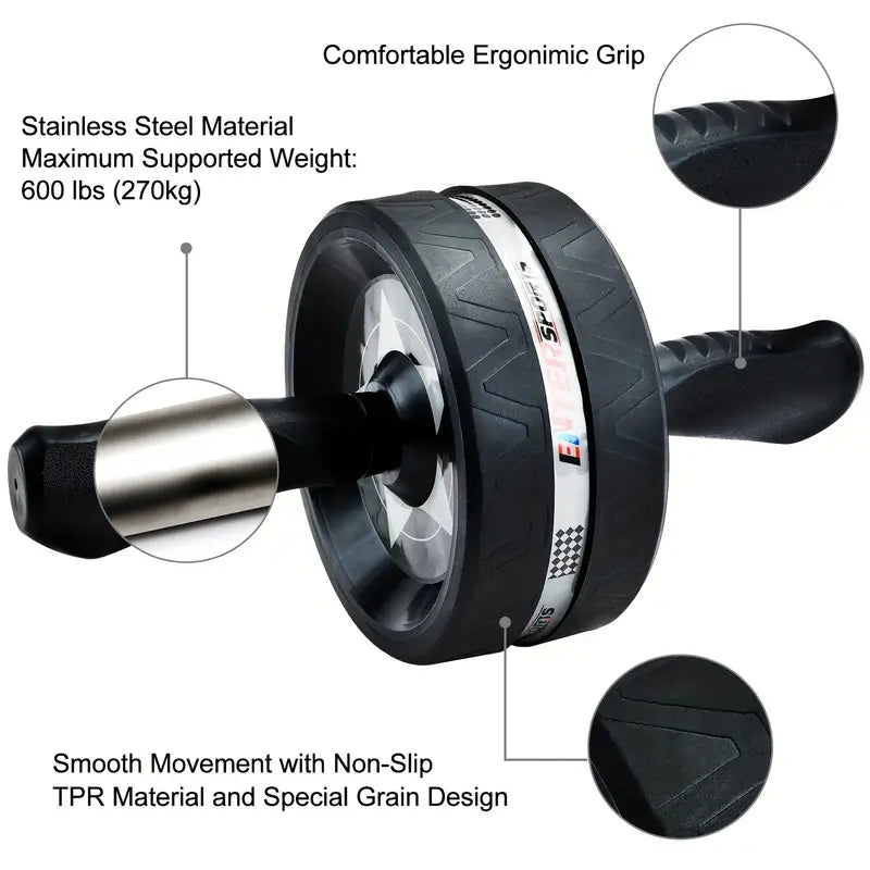 Silent Abdominal Wheel for Core Training – Stable & Quiet Abs Roller for Home, Gym & Indoor Workouts – Tummy Tuck Fitness Equipment for Men & Women