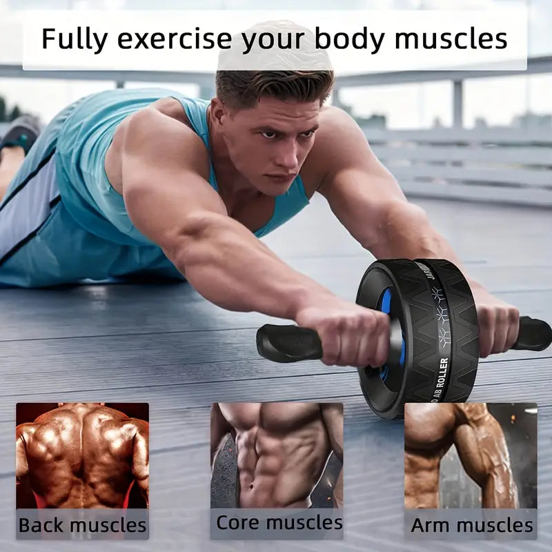 Silent Abdominal Wheel for Core Training – Stable & Quiet Abs Roller for Home, Gym & Indoor Workouts – Tummy Tuck Fitness Equipment for Men & Women