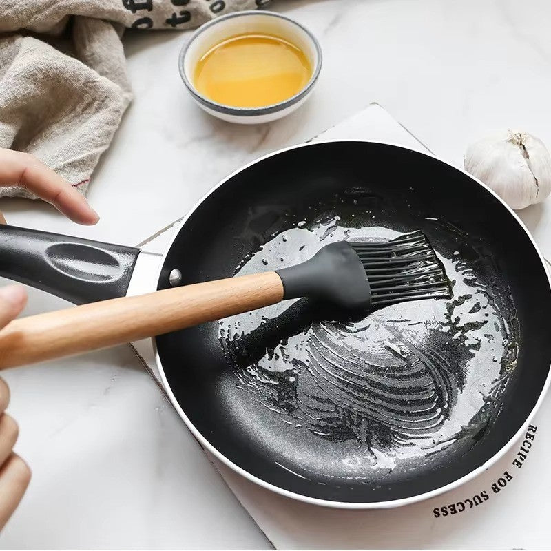 12PCS Silicone Kitchen Utensil Set – Non-Stick Cooking Tools with Wooden Handles, Heat-Resistant & Eco-Friendly Spatulas, Whisks, and More