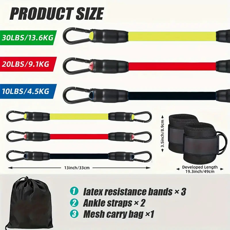 5-Piece Ankle Resistance Bands Set with Adjustable Straps – Full-Body Workout for Legs, Glutes, and Hips – Ideal for Strength Training, Yoga & Fitness – Includes Carry Bag