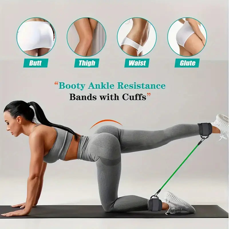5-Piece Ankle Resistance Bands Set with Adjustable Straps – Full-Body Workout for Legs, Glutes, and Hips – Ideal for Strength Training, Yoga & Fitness – Includes Carry Bag