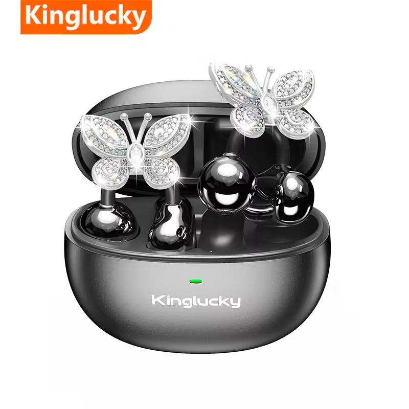 Women'S Wireless Open Earbuds with Diamond Earrings - 40H Playtime by King lucky