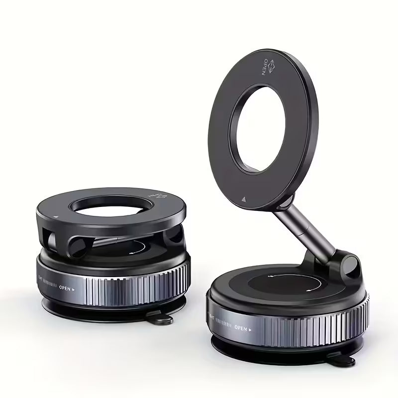 360° Rotating Magnetic Phone Holder – Foldable, Extendable | Strong Back Magnet | iPhone 16/15/14/12 Compatible | ABS | Black