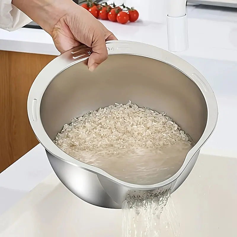 Multipurpose Washing Basin (Food-Safe Rice & Vegetable Washing Basin with Efficient Drain Basket)