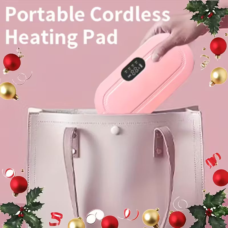 Portable Electric Heating Massage Pad – Quick Heating Abdominal & Back Warmer for Women – Soft Pink | Gift for Relaxation at Home, Office & Car