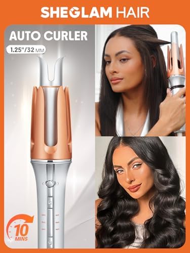 SHEGLAM 1-Inch Automatic Hair Curler – Fast Heating, 3 Temp Settings, 2-Way Rotation, Anti-Tangle & Auto Shut-Off