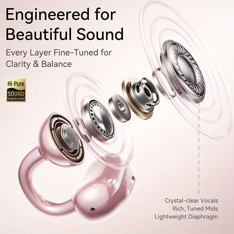 Women'S Wireless Open Earbuds with Diamond Earrings - 40H Playtime by King lucky