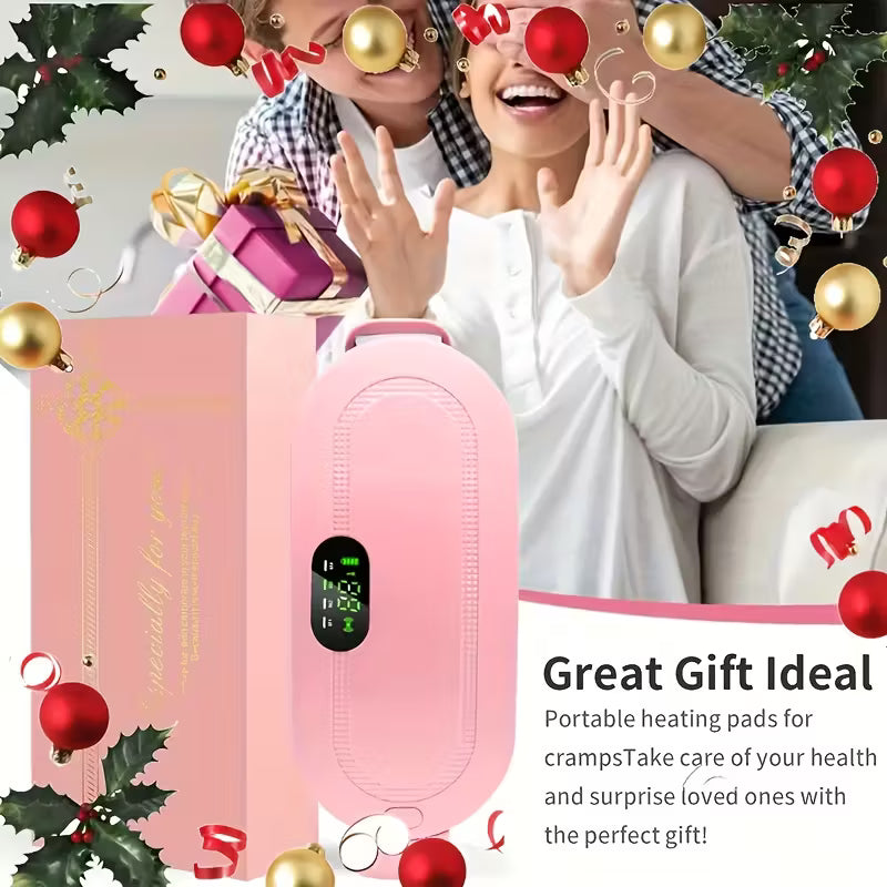 Portable Electric Heating Massage Pad – Quick Heating Abdominal & Back Warmer for Women – Soft Pink | Gift for Relaxation at Home, Office & Car