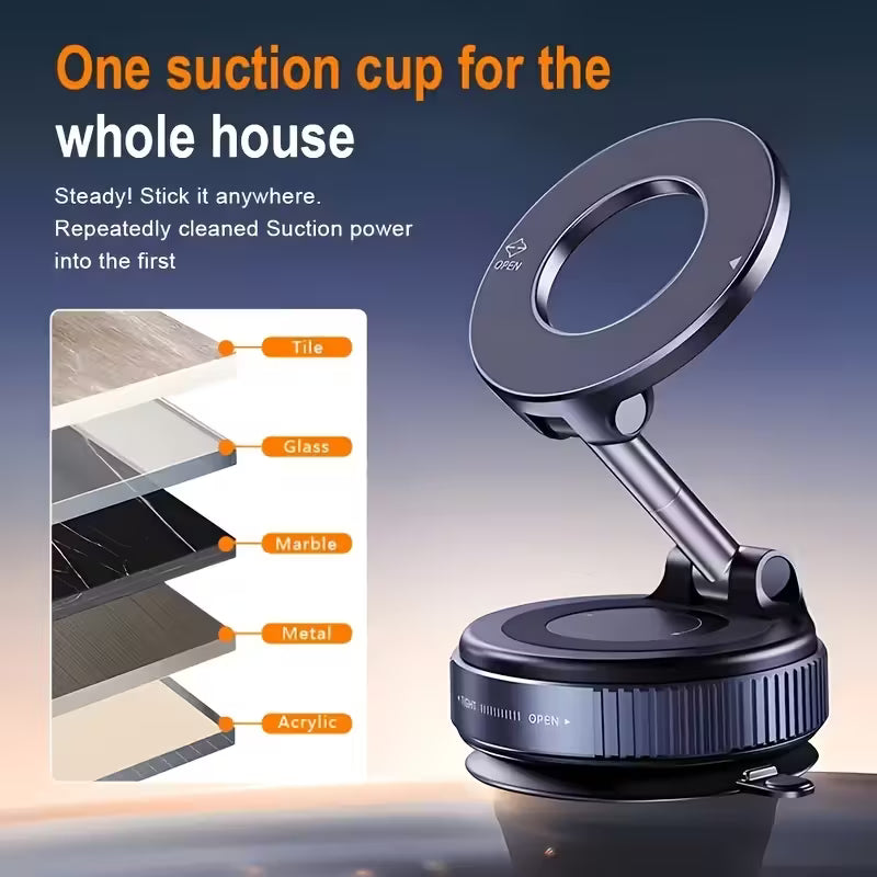 360° Rotating Magnetic Phone Holder – Foldable, Extendable | Strong Back Magnet | iPhone 16/15/14/12 Compatible | ABS | Black