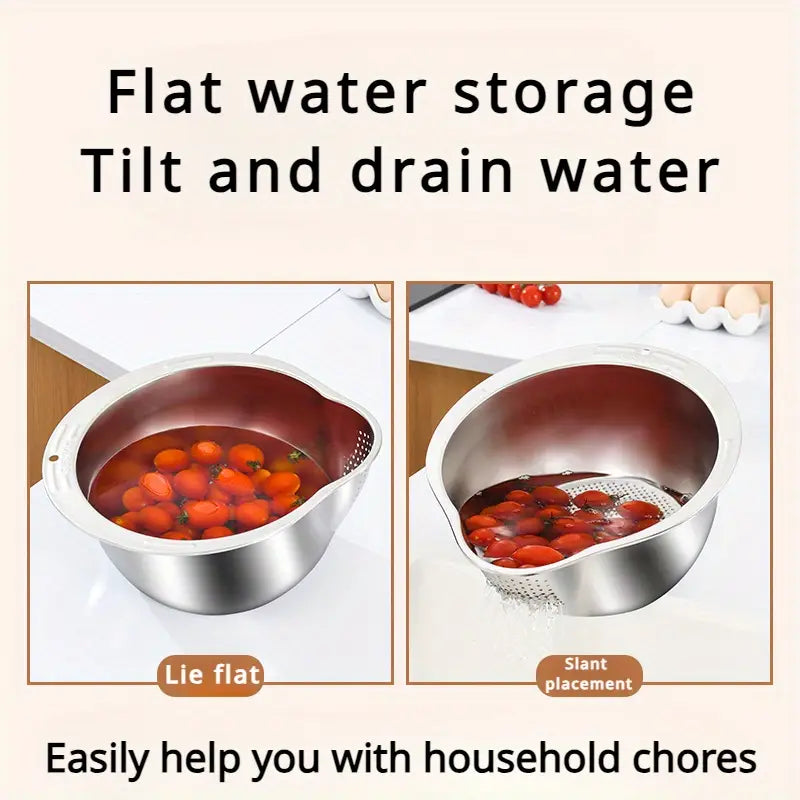 Multipurpose Washing Basin (Food-Safe Rice & Vegetable Washing Basin with Efficient Drain Basket)