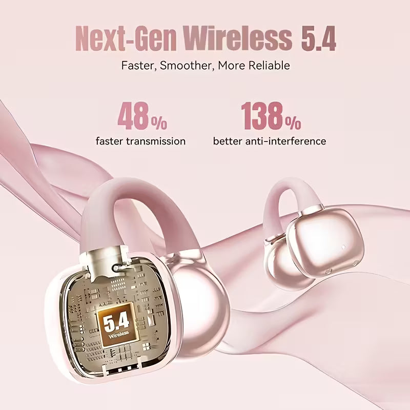 Women'S Wireless Open Earbuds with Diamond Earrings - 40H Playtime by King lucky