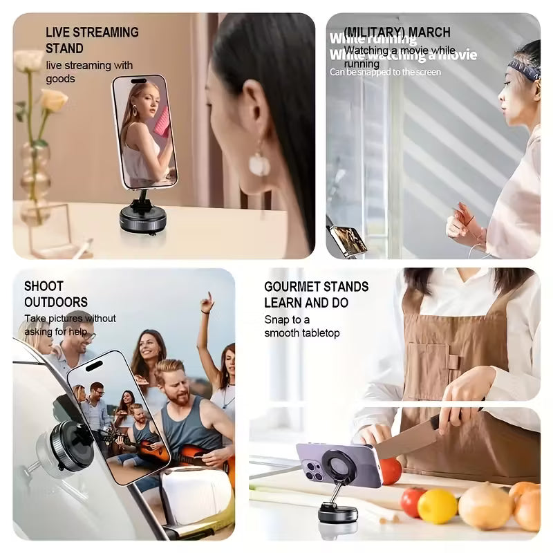 360° Rotating Magnetic Phone Holder – Foldable, Extendable | Strong Back Magnet | iPhone 16/15/14/12 Compatible | ABS | Black