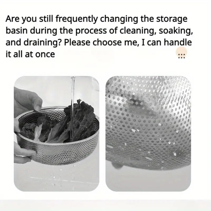 Multipurpose Washing Basin (Food-Safe Rice & Vegetable Washing Basin with Efficient Drain Basket)