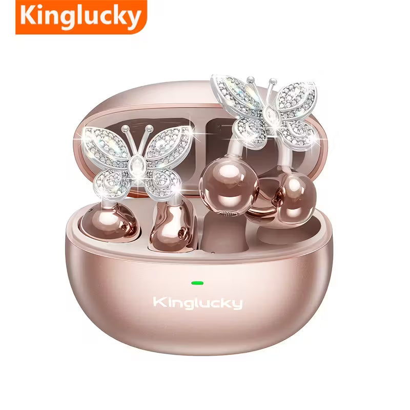 Women'S Wireless Open Earbuds with Diamond Earrings - 40H Playtime by King lucky