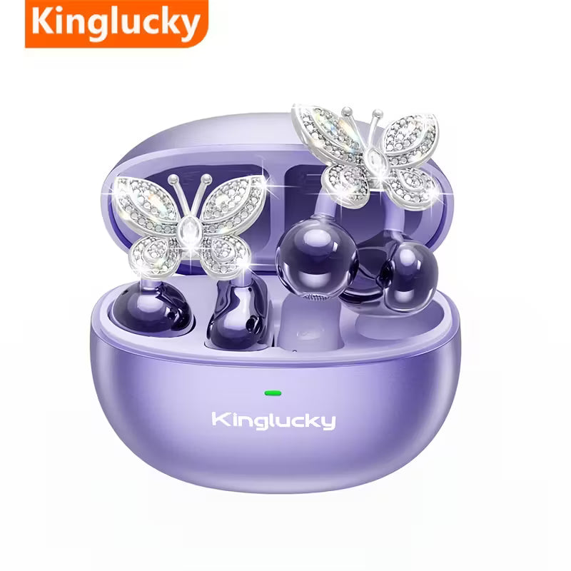 Women'S Wireless Open Earbuds with Diamond Earrings - 40H Playtime by King lucky