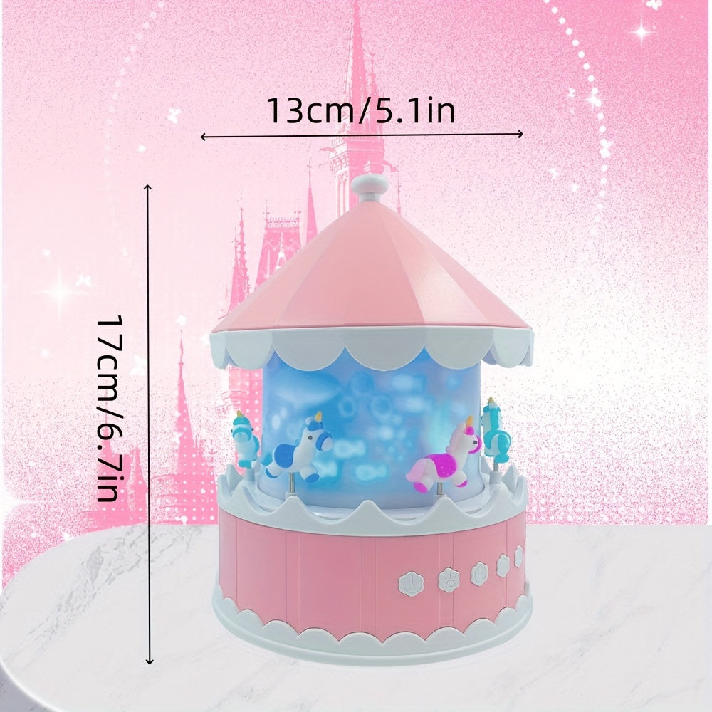 LED Carousel Star Projector Night Light – A unisex Whimsical Gift for kids مصباح ليلي دوّار LED على شكل دائري – هدية خيالية ساحرة للأطفال