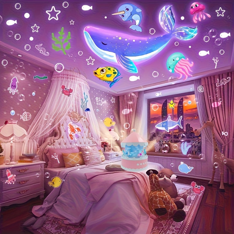 LED Carousel Star Projector Night Light – A unisex Whimsical Gift for kids مصباح ليلي دوّار LED على شكل دائري – هدية خيالية ساحرة للأطفال