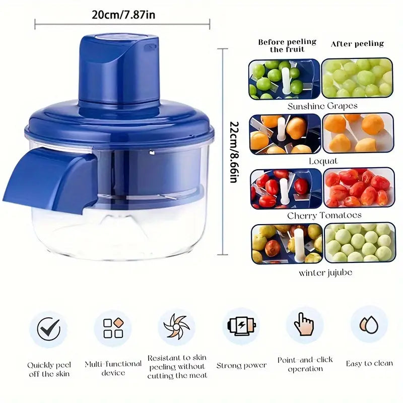 Rechargeable Electric Grape Peeler & Veggie Slicer – Compact, USB-Powered Cutter