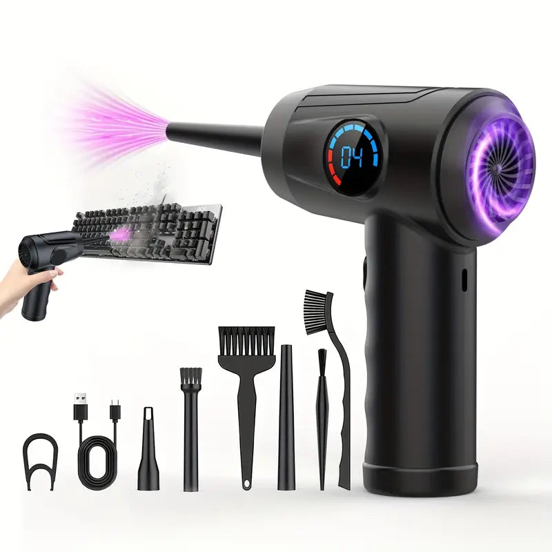 Wireless Electric Air Duster – 51000 RPM, 68W Power, USB-C Rechargeable, 3-Speed Compressed Air Blower for Keyboard, PC, Car & Electronics