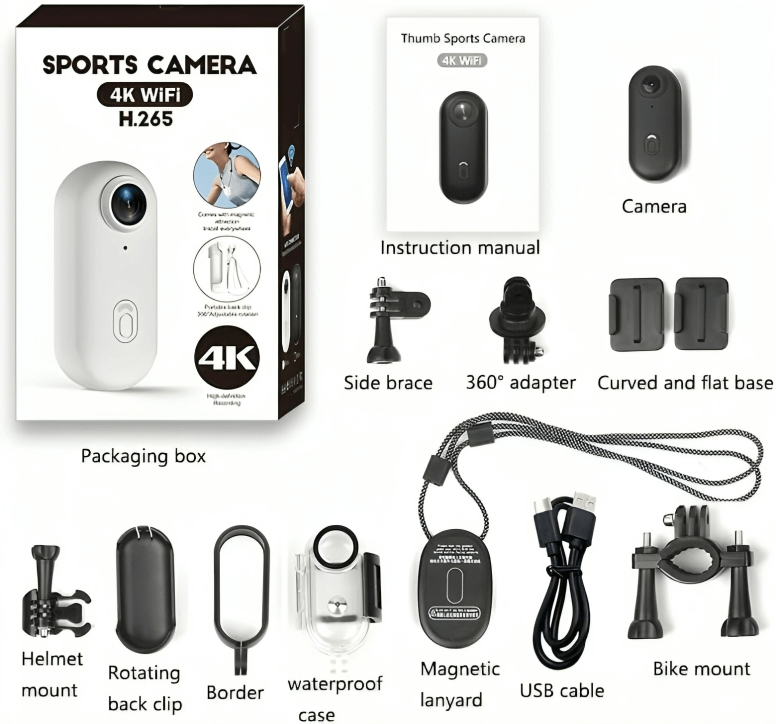 4K Mini Wearable Action Camera – Waterproof Magnetic POV Body Cam with 360° Clip for Vlogging, Cycling & Motorbike