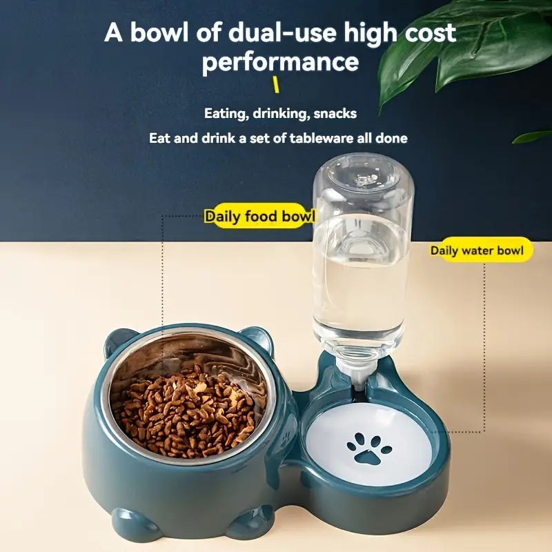 Automatic Pet Feeder & Water Dispenser – Anti-Slip Stainless Steel Bowl for Cats & Dogs