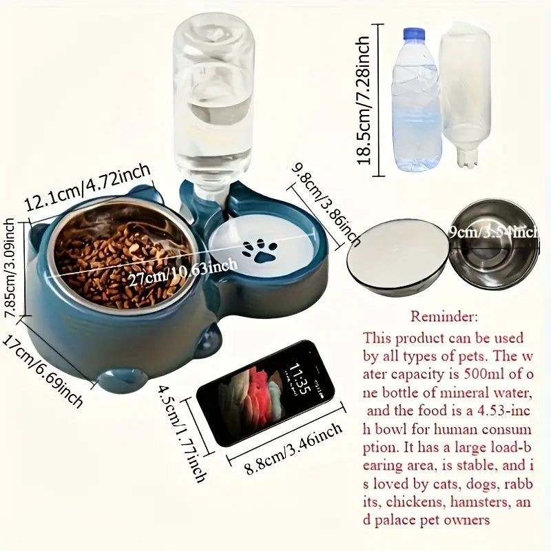 Automatic Pet Feeder & Water Dispenser – Anti-Slip Stainless Steel Bowl for Cats & Dogs