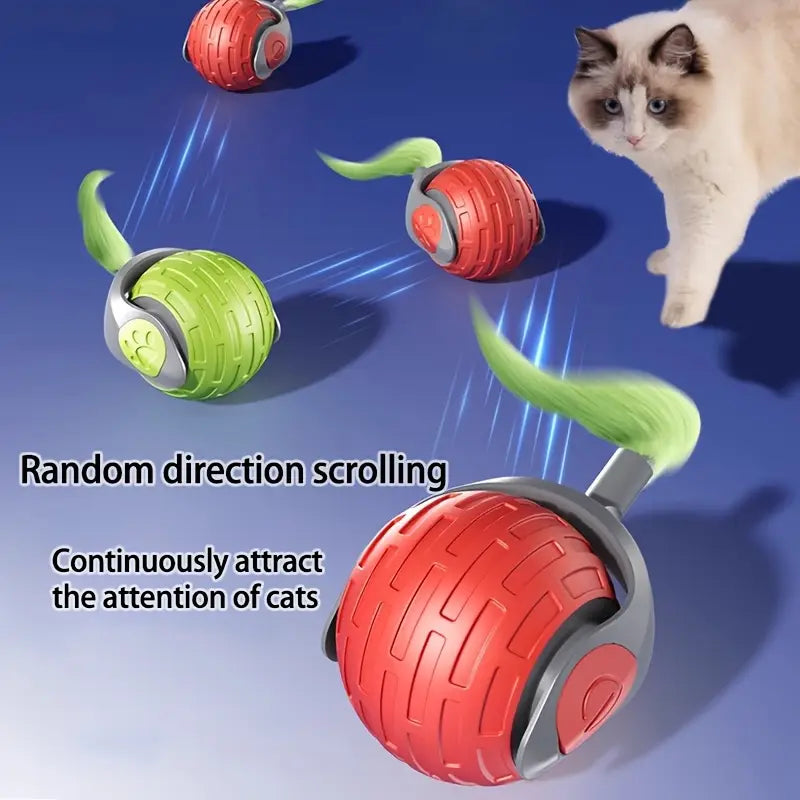 Interactive Self-Rolling Pet Toy Ball – USB Rechargeable Smart Ball for Cats & Dogs
