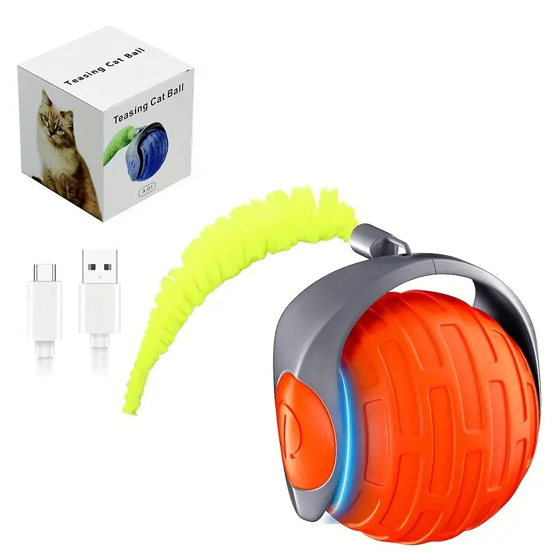 Interactive Self-Rolling Pet Toy Ball – USB Rechargeable Smart Ball for Cats & Dogs