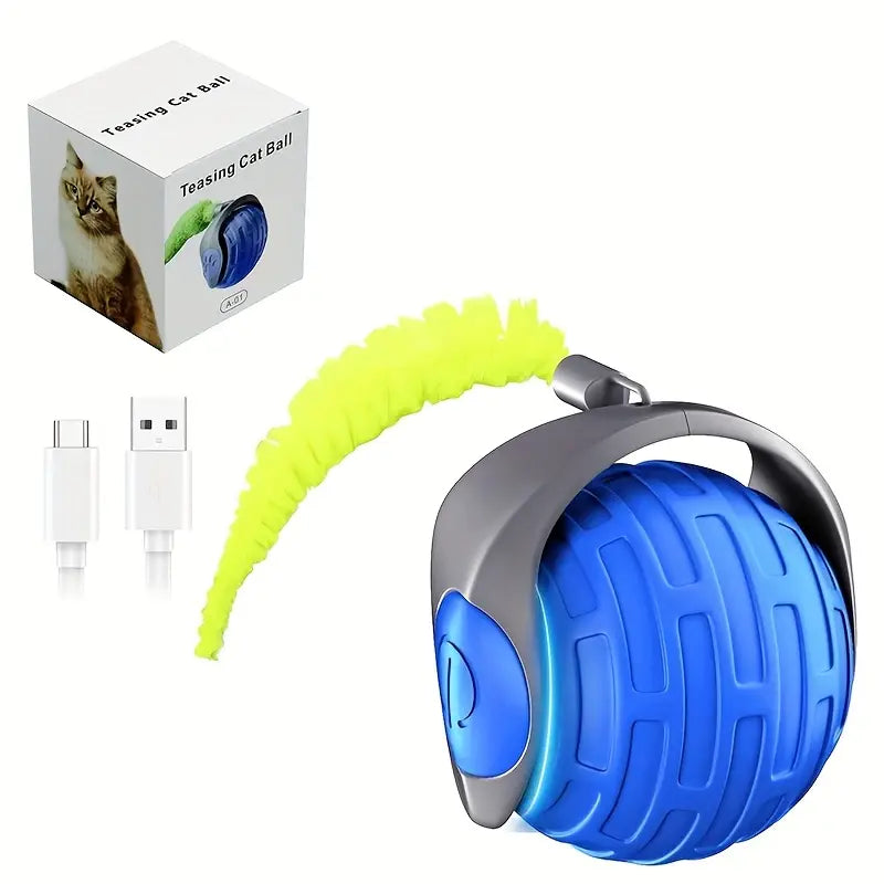 Interactive Self-Rolling Pet Toy Ball – USB Rechargeable Smart Ball for Cats & Dogs