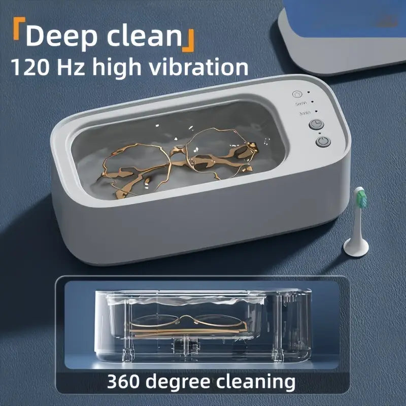 360° Rechargeable Ultrasonic Cleaner | High-Frequency Vibration Cleaning Device for Jewelry, Eyewear, Watches, Braces & Dentures | USB Charging, Compact & Multi-Functional