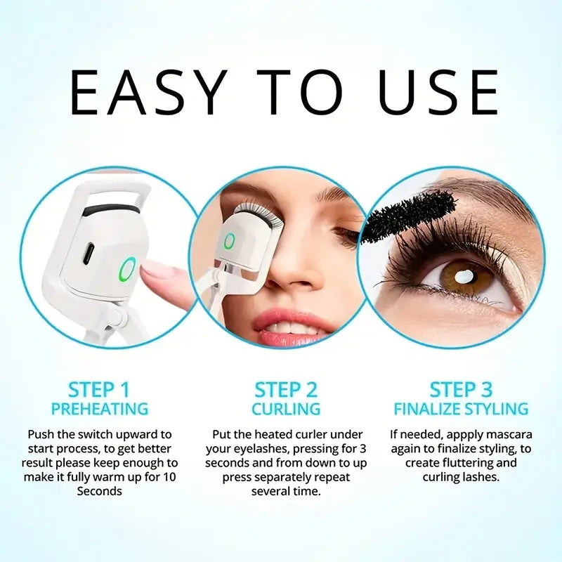LIOIJ Electric Eyelash Curler | USB-Rechargeable Heated Lash Curler for Long-Lasting Curls – Portable, Quick Heating, Modern Eye Beauty Tool