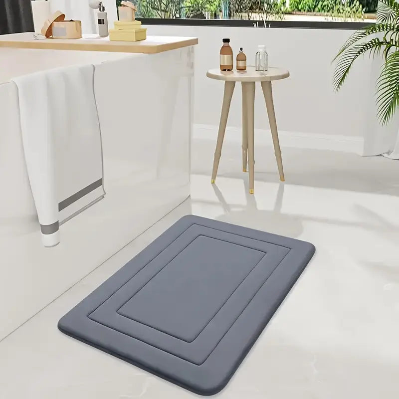 Soft Memory Foam Bath Mat – Non-Slip, Super Absorbent, Machine Washable Bathroom Rug – 400GSM, 1.2cm Thick, Coral Fleece, Oblong, Braided Design – UAE Home Essentials