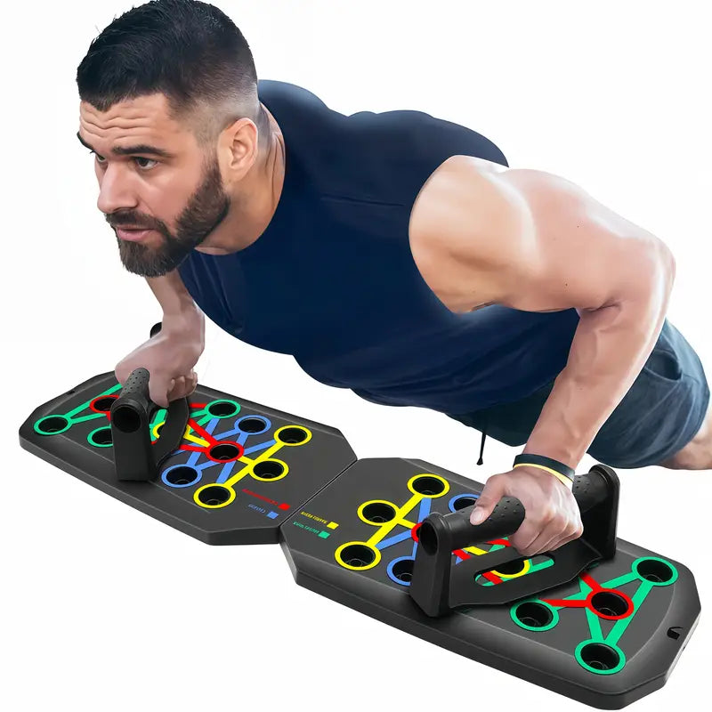 MACYO 28-in-1 Push-Up Board Set – Home Gym Workout Equipment with Resistance Bands, Jump Rope & Handles – Chest, Arms & Core Strength Training System (Black)