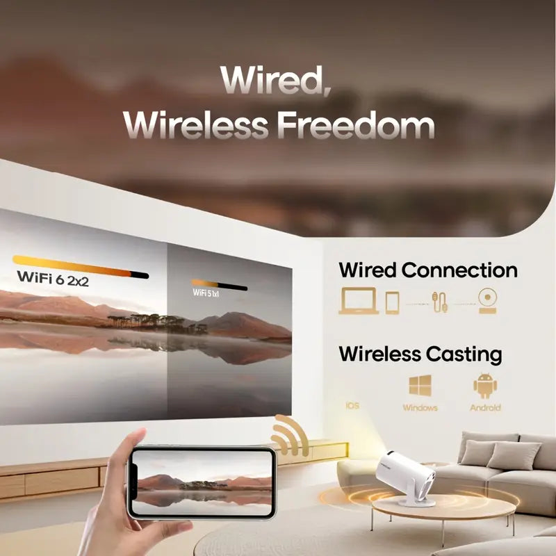 Magcubic HY300 Pro Android 11 Mini Projector | 4K Support, Built-in Speakers, Smart TV, Wi-Fi, Low Noise | Portable Home Theater with 3.3m Screen, EU Plug, 1280x720P HD