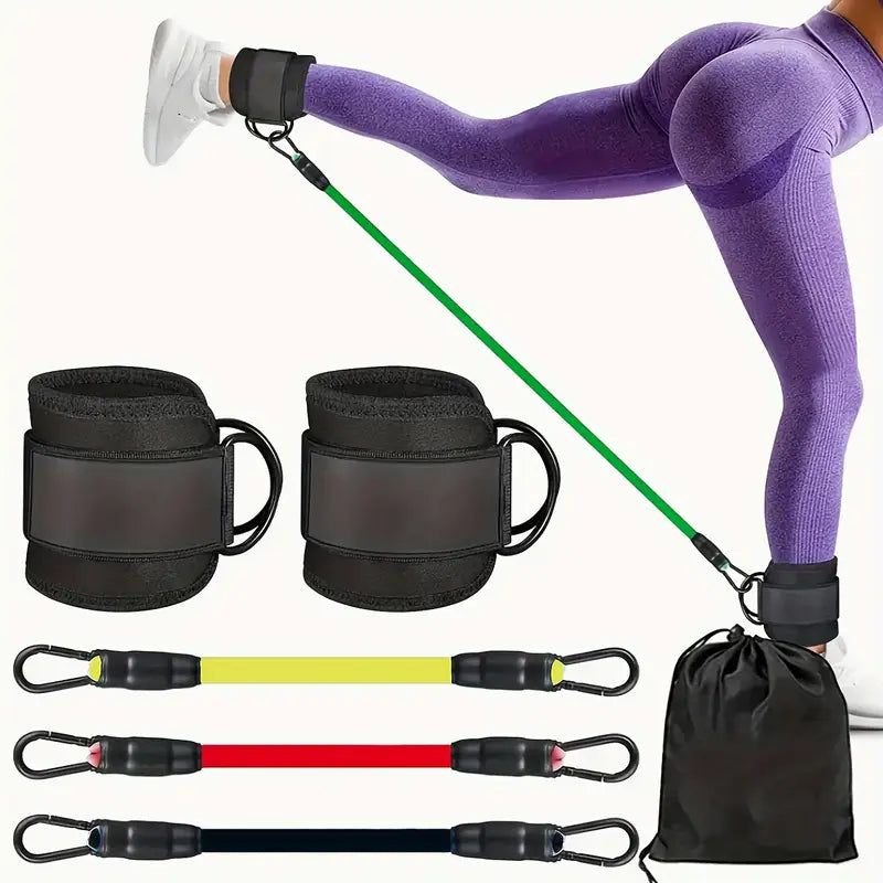 5-Piece Ankle Resistance Bands Set with Adjustable Straps – Full-Body Workout for Legs, Glutes, and Hips – Ideal for Strength Training, Yoga & Fitness – Includes Carry Bag
