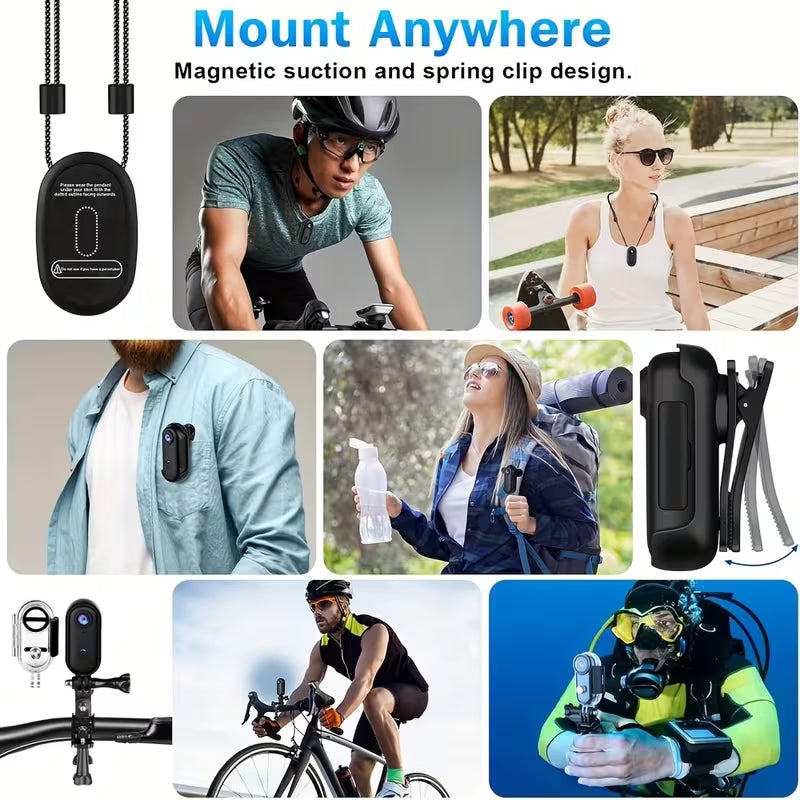 4K Mini Wearable Action Camera – Waterproof Magnetic POV Body Cam with 360° Clip for Vlogging, Cycling & Motorbike
