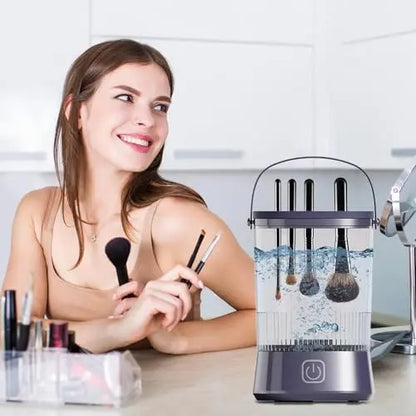 Electric Makeup Brush Cleaner & Dryer System | Automatic USB-Powered Spinning Device for All Brush Sizes – Quick, Gentle & Easy Cleaning